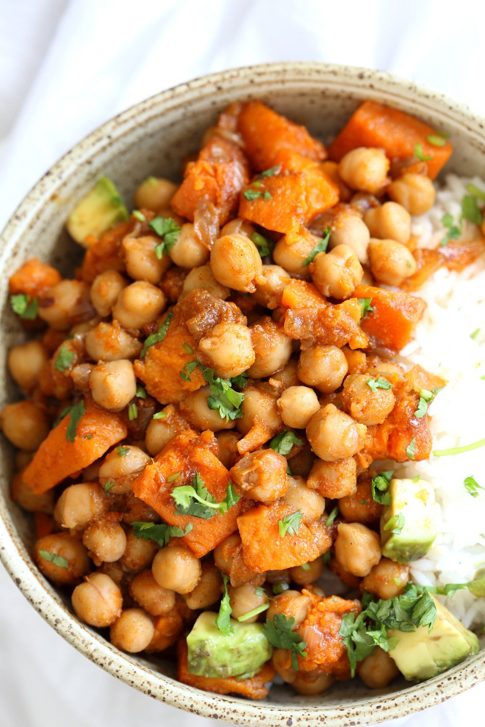 Our Harrisa Chickpea Stew in Stoneware Bowl