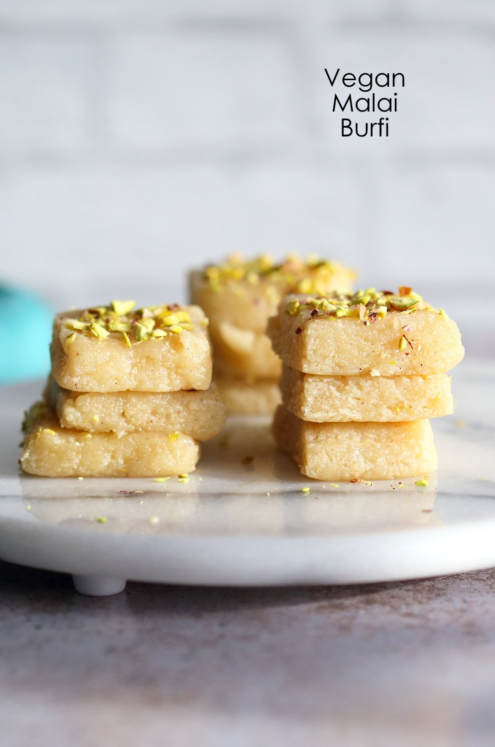 Our Vegan Malai Burfi Bars on Marble