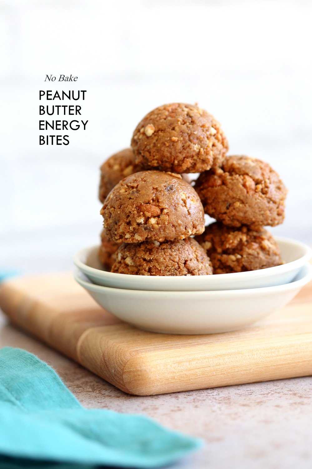 Our Peanut butter balls with Rice Krispies or Oats in a White Bowl