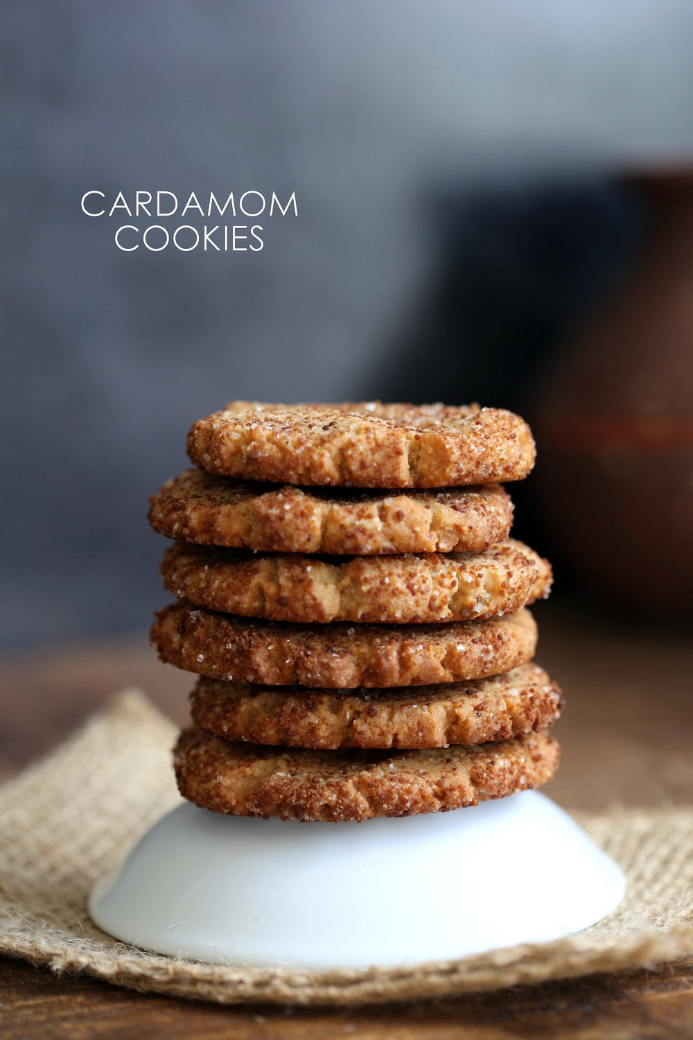 Easy Vegan Cardamom Cookies. These soft cookies are a cross between cardamom shortbread and snickerdoodles. #Vegan #Soyfree #palmoilfree #Recipe. #Glutenfree option.