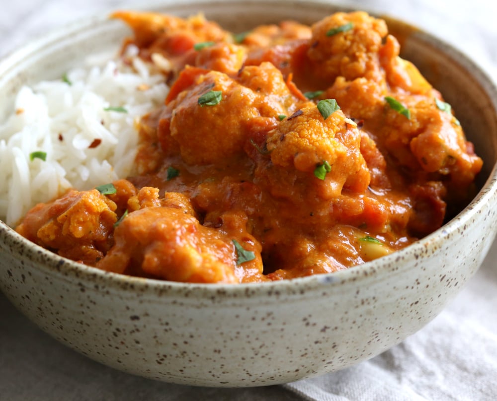Vegan Cauliflower Tikka Masala with Instant Pot Tikka Masala Sauce. Flavorful Weekday Dinner. #Veganricha #vegan #recipe #Glutenfree #Soyfree #Nutfree option