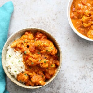 Vegan Cauliflower Tikka Masala with Instant Pot Tikka Masala Sauce. Flavorful Weekday Dinner. #Veganricha #vegan #recipe #Glutenfree #Soyfree #Nutfree option