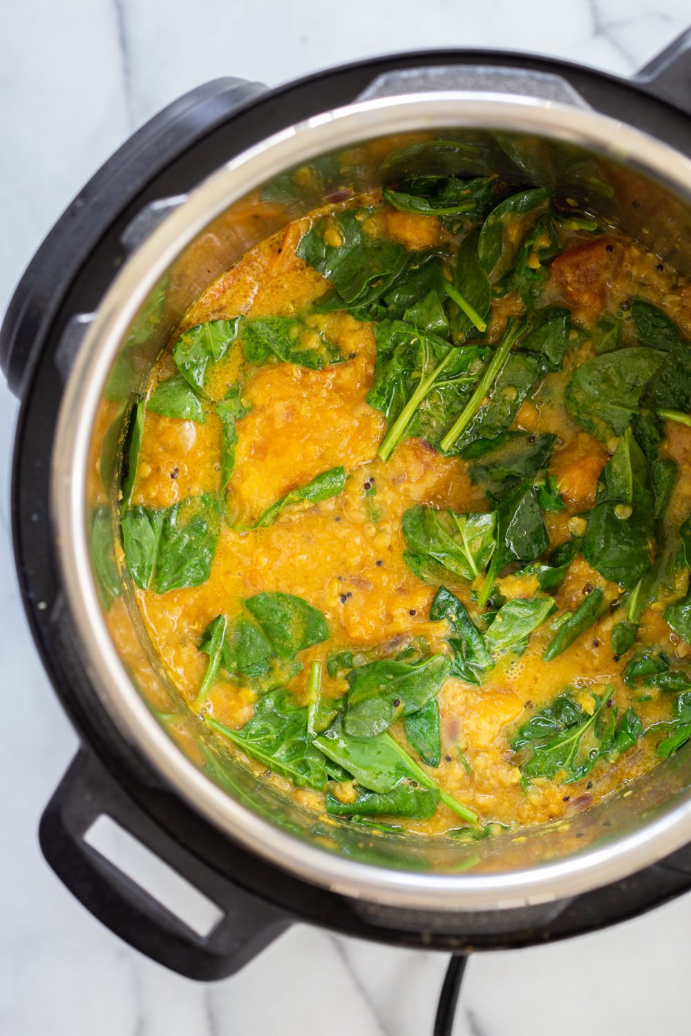Lentil Butternut Squash Curry pictured in the Instant Pot pressure cooker