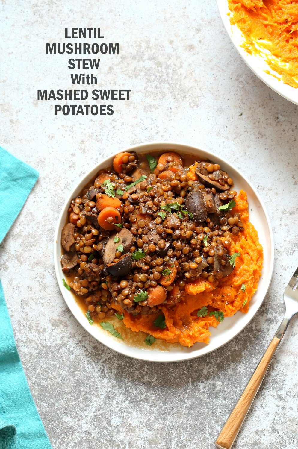 Instant Pot Lentil Mushroom Stew with Easy Mashed Sweet Potatoes. 1 Pot 30 Minute. Upside down Lentil Shepherds Pie! #VeganRicha #Vegan #Glutenfee #Nutfree #soyfree #Recipe Stovetop option