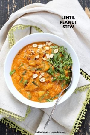 West African Peanut Stew with red lentils | Vegan Curry Recipesm
