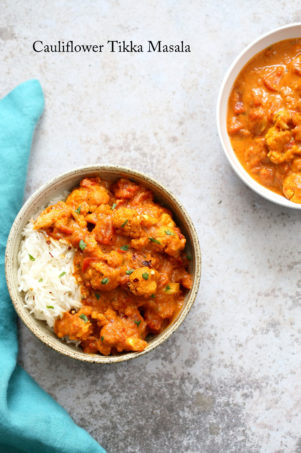 Vegan Cauliflower Tikka Masala in a Bowl #VeganRicha #cauliflowertikkamasala