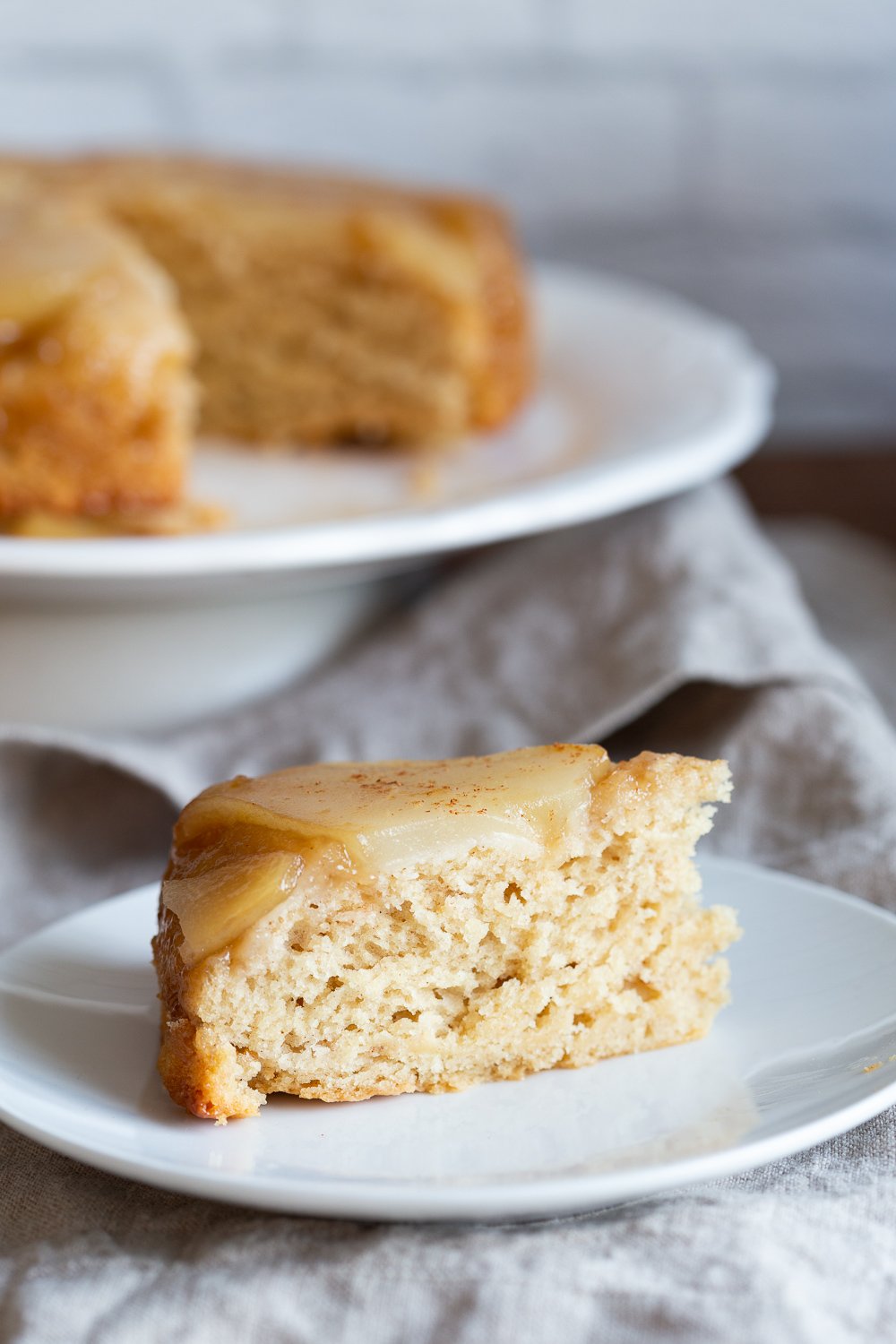 Pear Upside Down Cake. This amazing Vegan Upside Down Cake needs just 1 Bowl and 40 mins. Use oother fruits for variation. #Vegan #Nutfree #Soyfree #Recipe Glutenfree option #VeganRicha #PearCake | VeganRicha.com