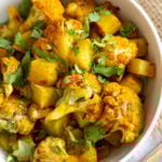 Baked Aloo Gobi - Indian Spiced Potato Cauliflower Bake. Tips and options for Aloo Gobi Subzi that bakes perfectly every time! #Vegan #Glutenfree #Soyfree #Nutfree #VeganRicha #aloogobi #Recipe