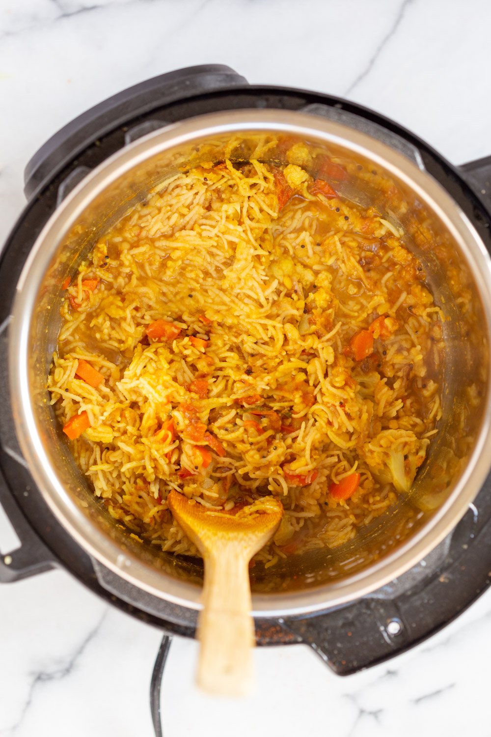 Instant Pot Kitchari  Kitchari simmering in an Instant Pot