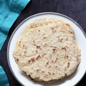 Gluten-free Cauliflower flatbread. This 7 Ingredient Gluten free flatbread is also grain-free, nut-free and soy-free. It is soft and great for tacos and wraps. Add herbs of choice. Vegan Yeastfree Recipe