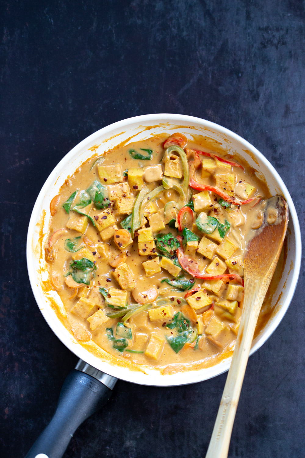 Soy-free Tofu Stir fry with Sunbutter Sauce. Chickpea Tofu with Nutfree Peanut Sauce! Allergy friendly 1 Pot Meal. #Vegan #Glutenfree #Soyfree #Nutfree #peanutsauce #Recipe #VeganRicha