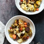Roasted Brussels Sprouts and Cauliflower with fresh herbs and black pepper. Roasted Veggies Bowl.#Vegan #Glutenfree Nutfree Soyfree #Recipe #VeganRicha