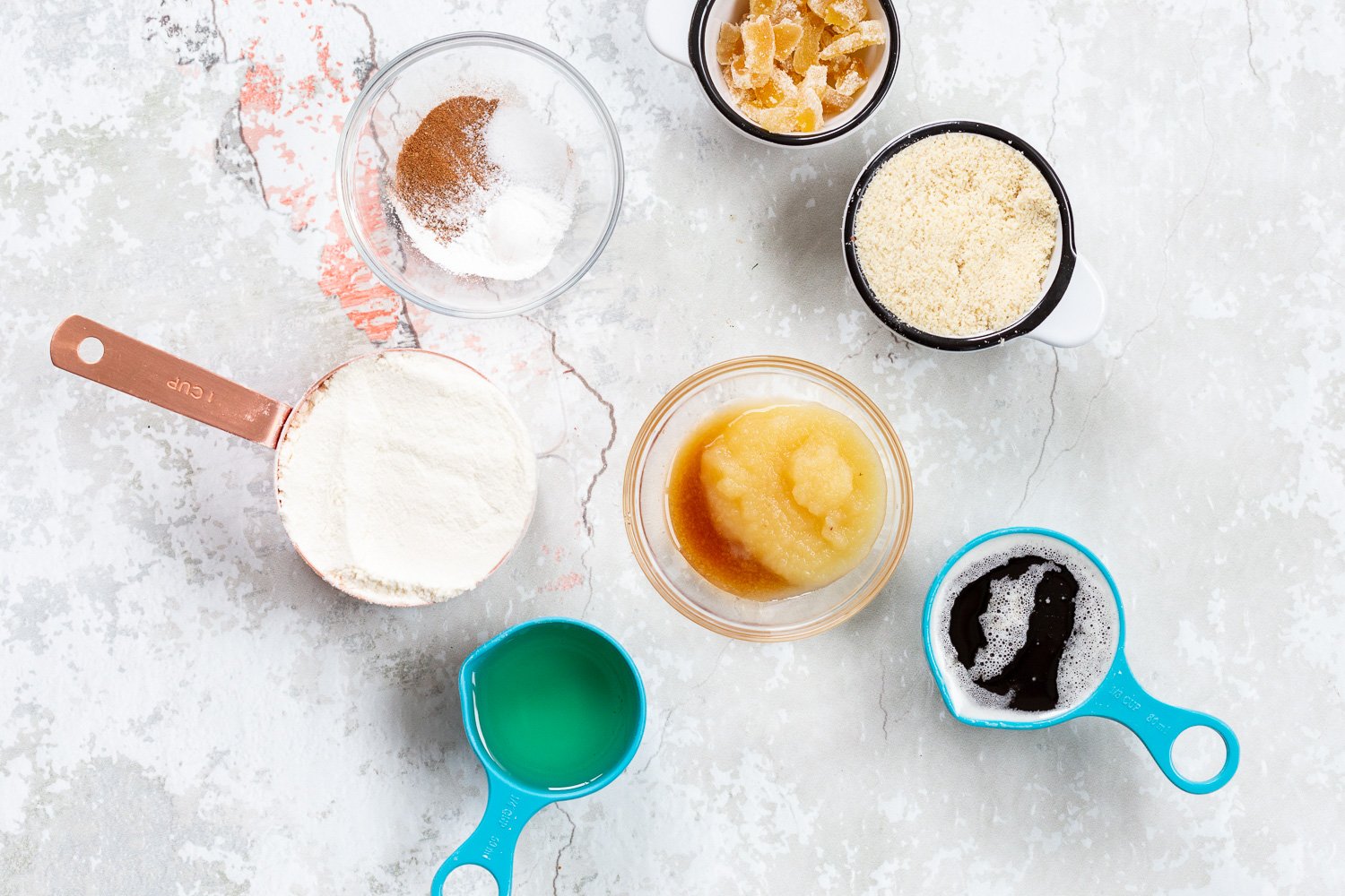 Vegan Snickerdoodle Bars Ingredients in bowls