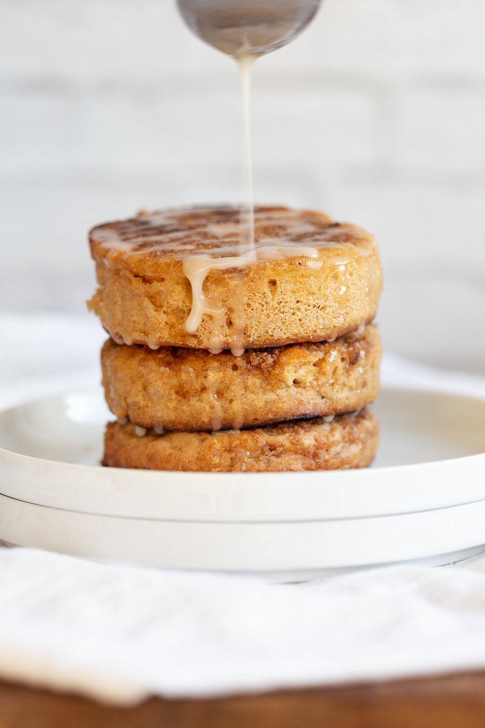 These Vegan Cinnamon Streusel Pancakes are a perfect treat for Valentines or a special day. A delicious fluffy vanilla pancake topped with a cinnamon streusel for a coffee cake like pancake. Make the pancakes in cookie cutters to make a cake like pancake tower! #Vegan #Pancakes #Soyfree #Nutfree #Recipe #VeganRicha