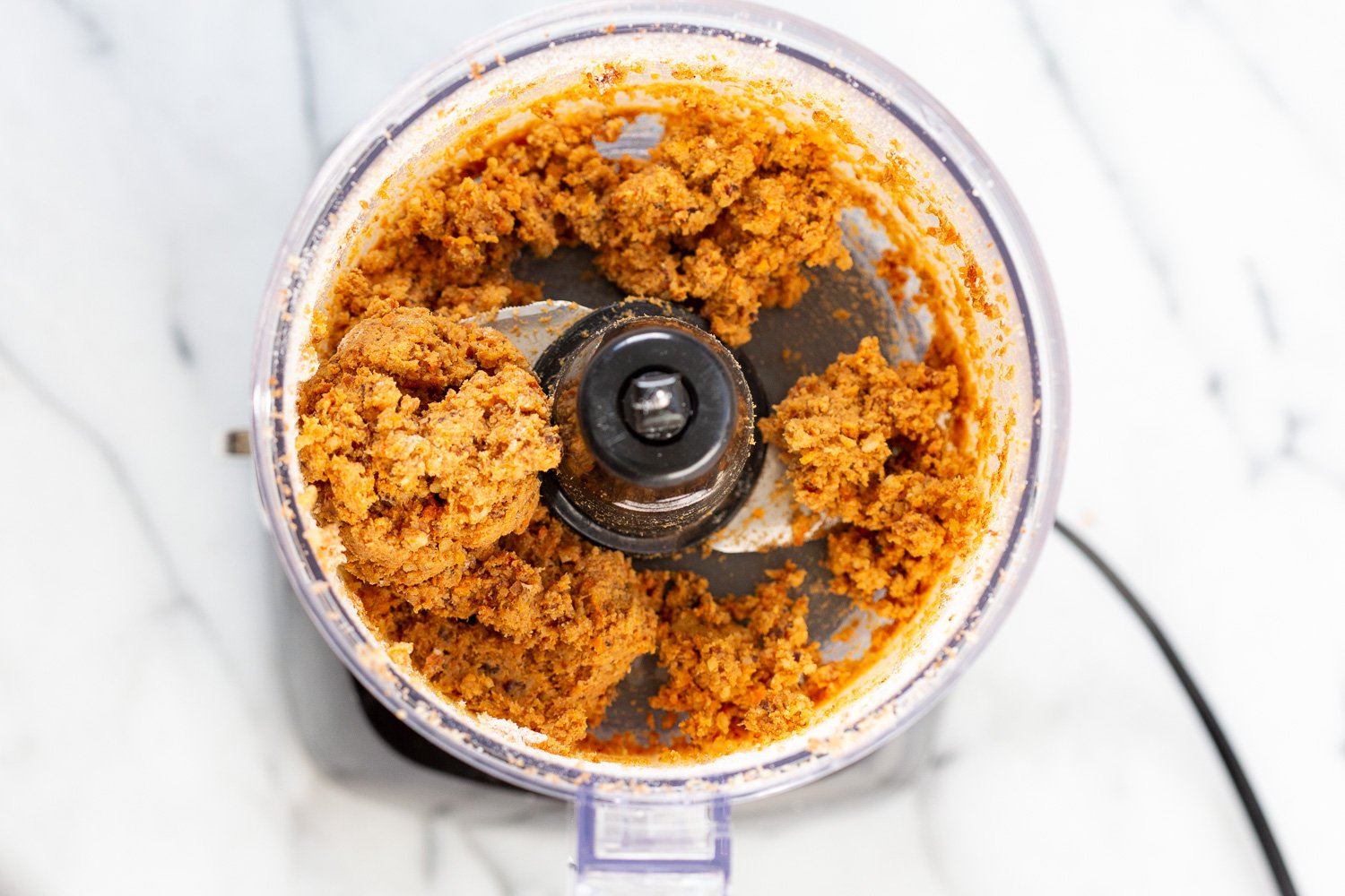 Ingredient in a food processor for our carrot cake bites