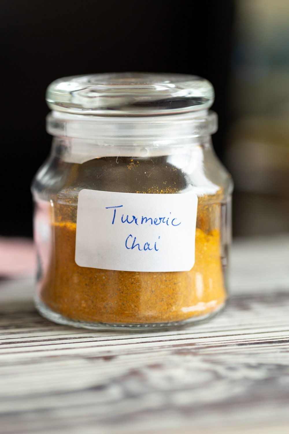 Our Golden Chai Mix in a glass container
