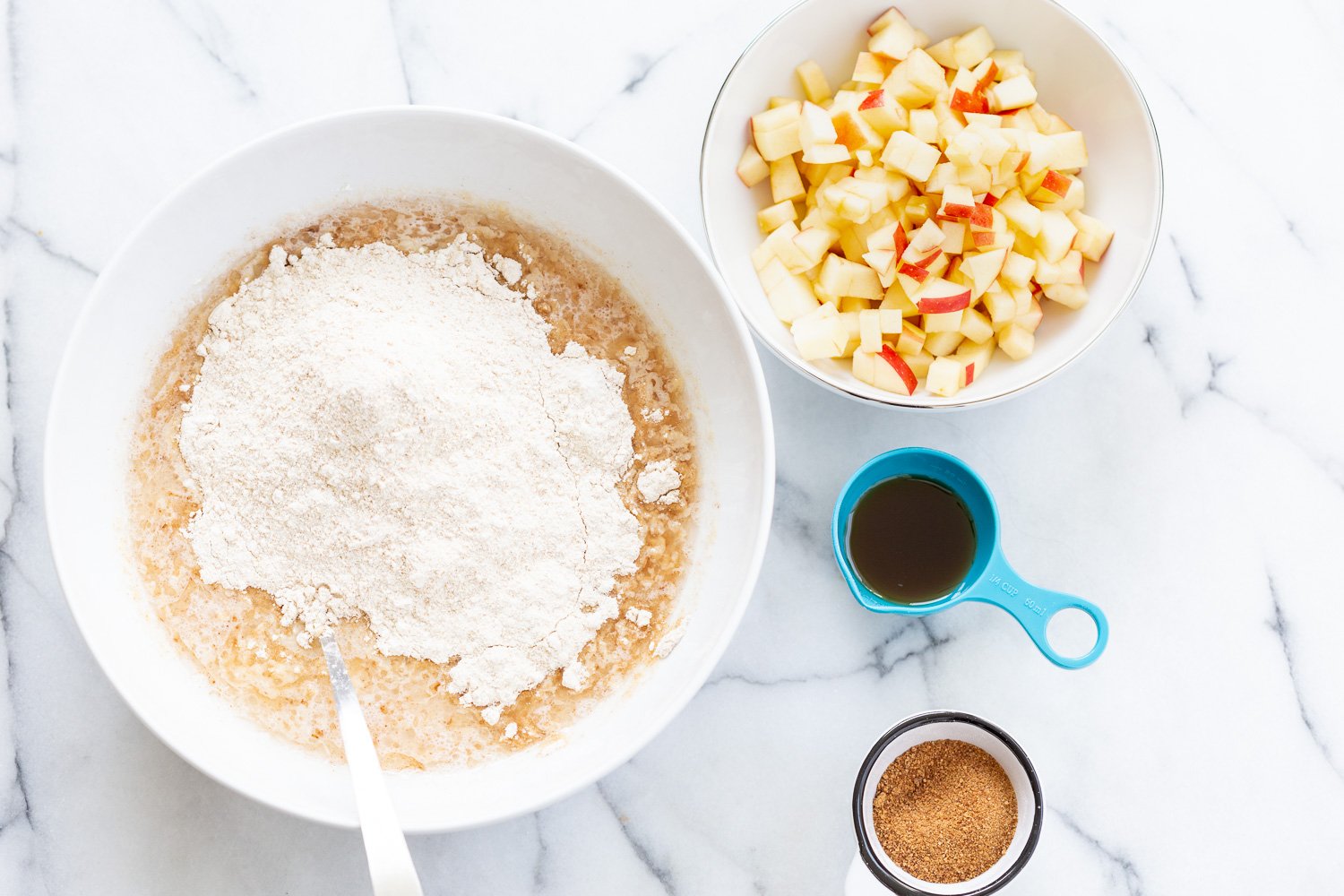 Ingredients for Vegan Apple Cake in Bowls