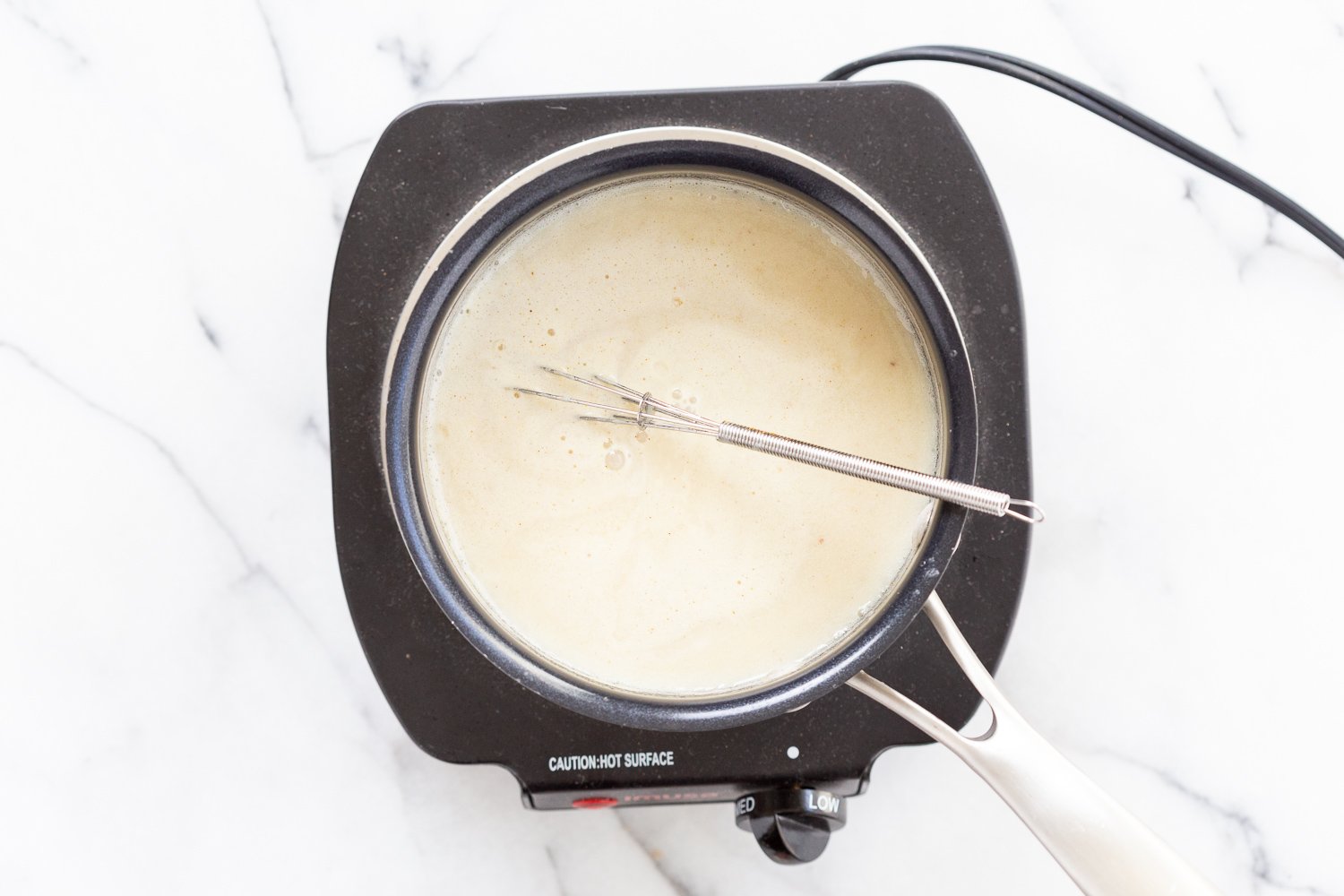 Vegan Custard for Vegan Apple Cake in saucepan
