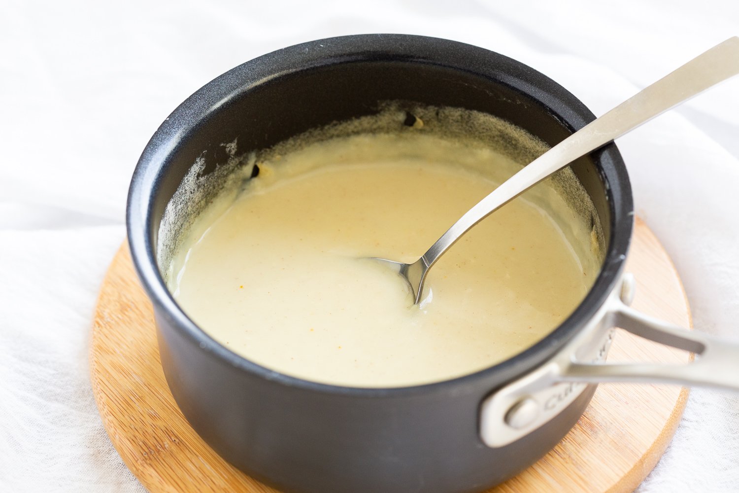 Vegan Custard for Vegan Apple Cake in saucepan