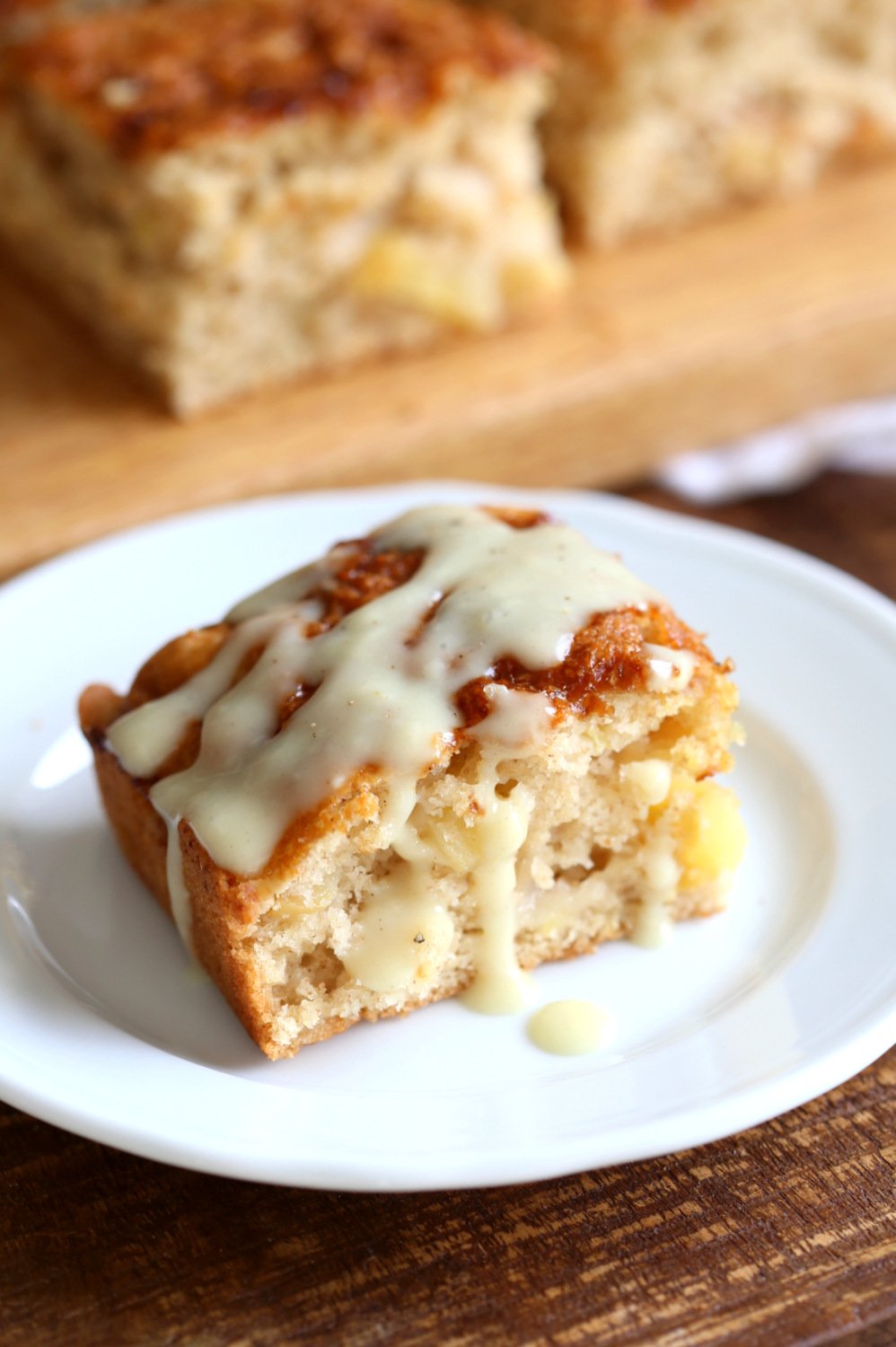 Vegan Apple Cake slice on white plate