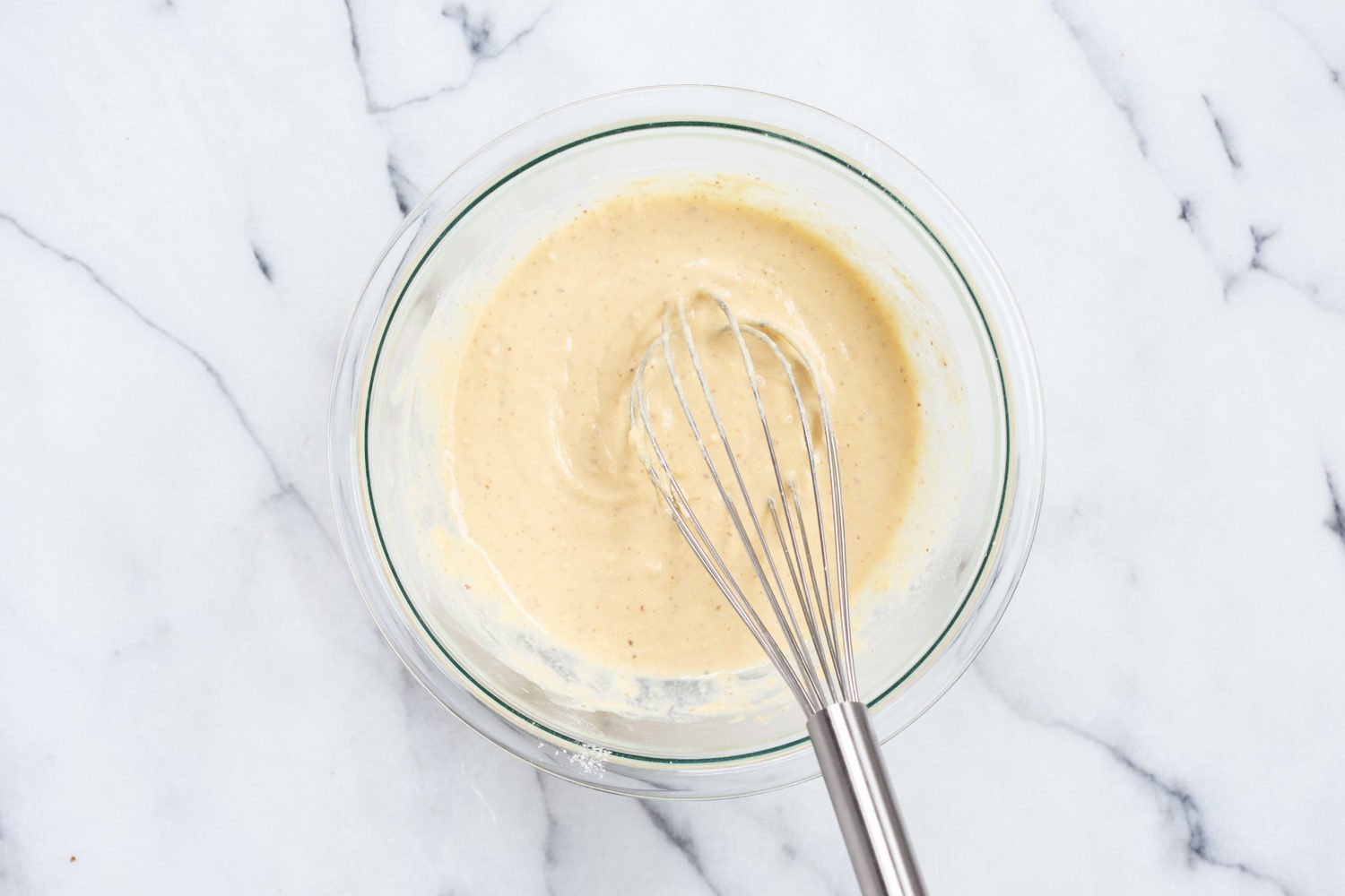 Batter for our Vegan Gluten Free Naan in a Bowl over marble