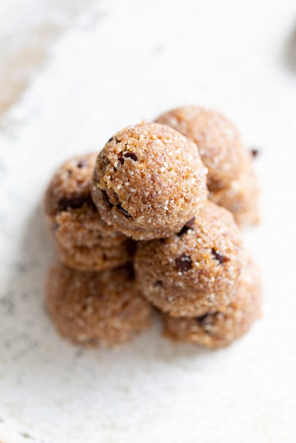 Our Vegan Cookie Dough Bites on a white plate