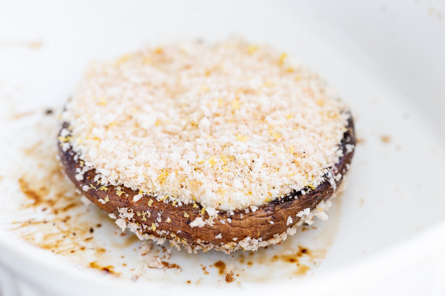 Breaded stuffed portobello for our Vegan Portobello Mushroom Burger