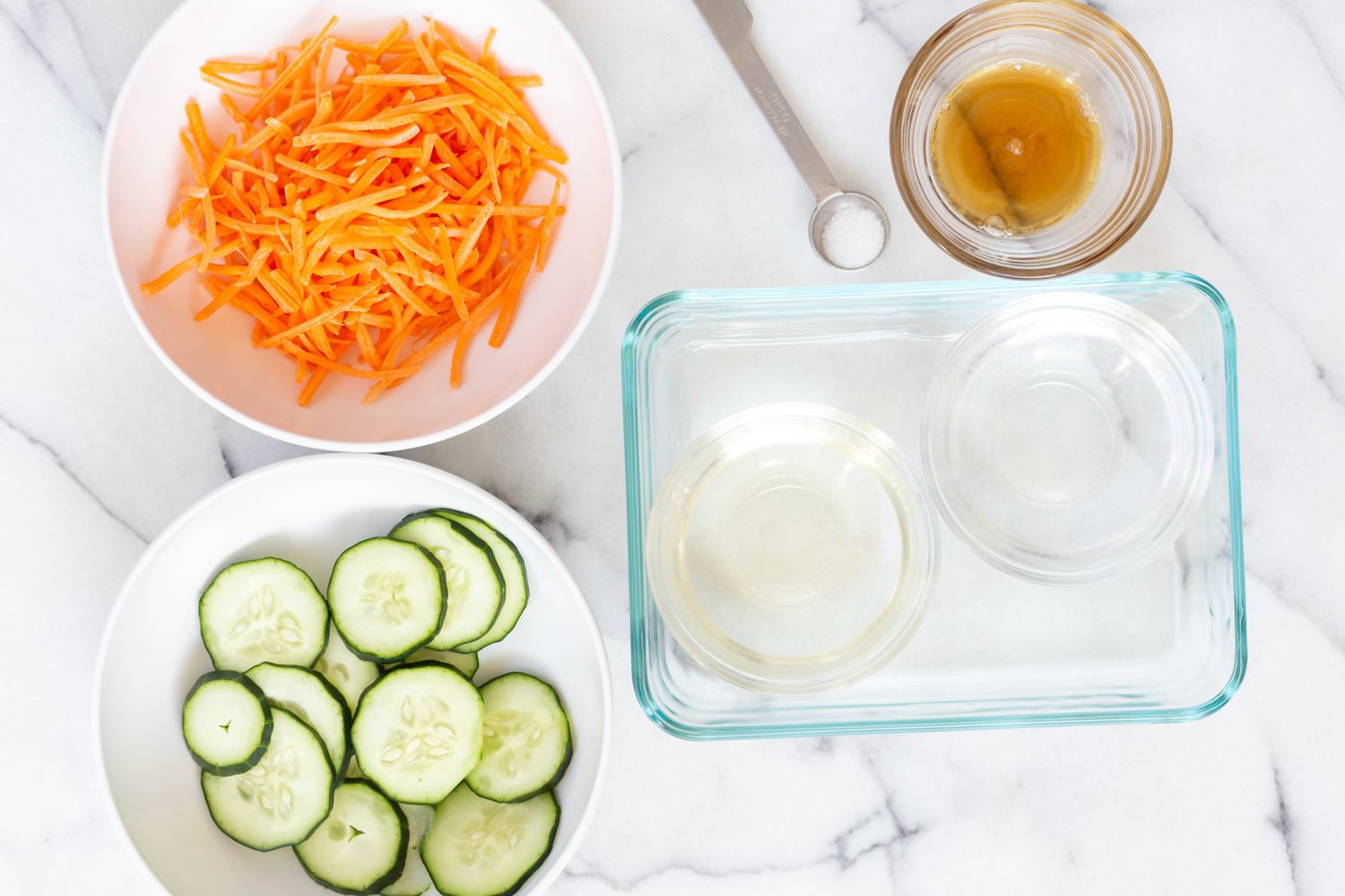 Ingredients for pickled veggies for our Curried Tofu Banh Mi Sandwich