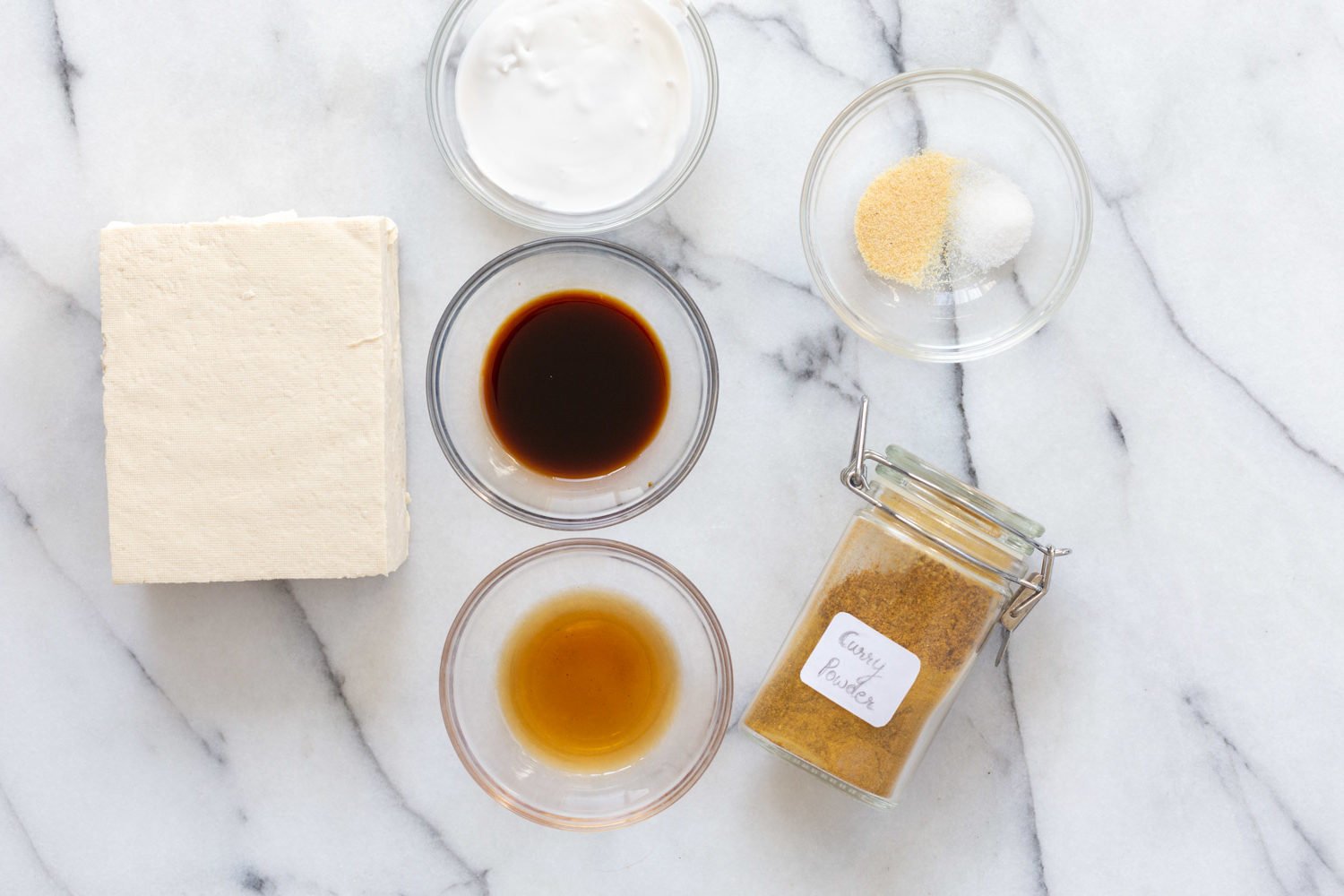 Ingredients for our Curried Tofu Banh Mi Sandwich in Bowls