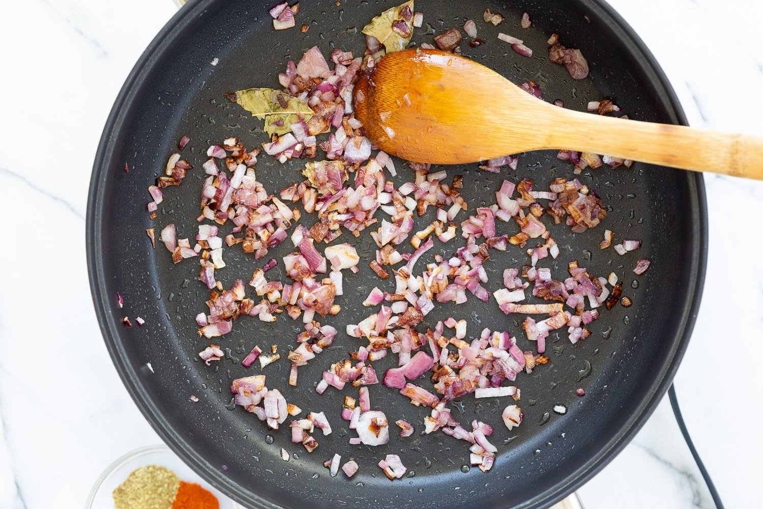 Vegan Paneer Lababdar sauce in a black skillet