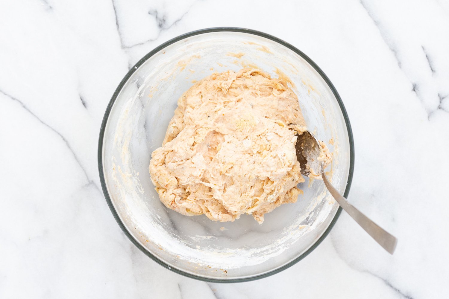 Dough for our Vegan Pizza Rolls in a glass bowl