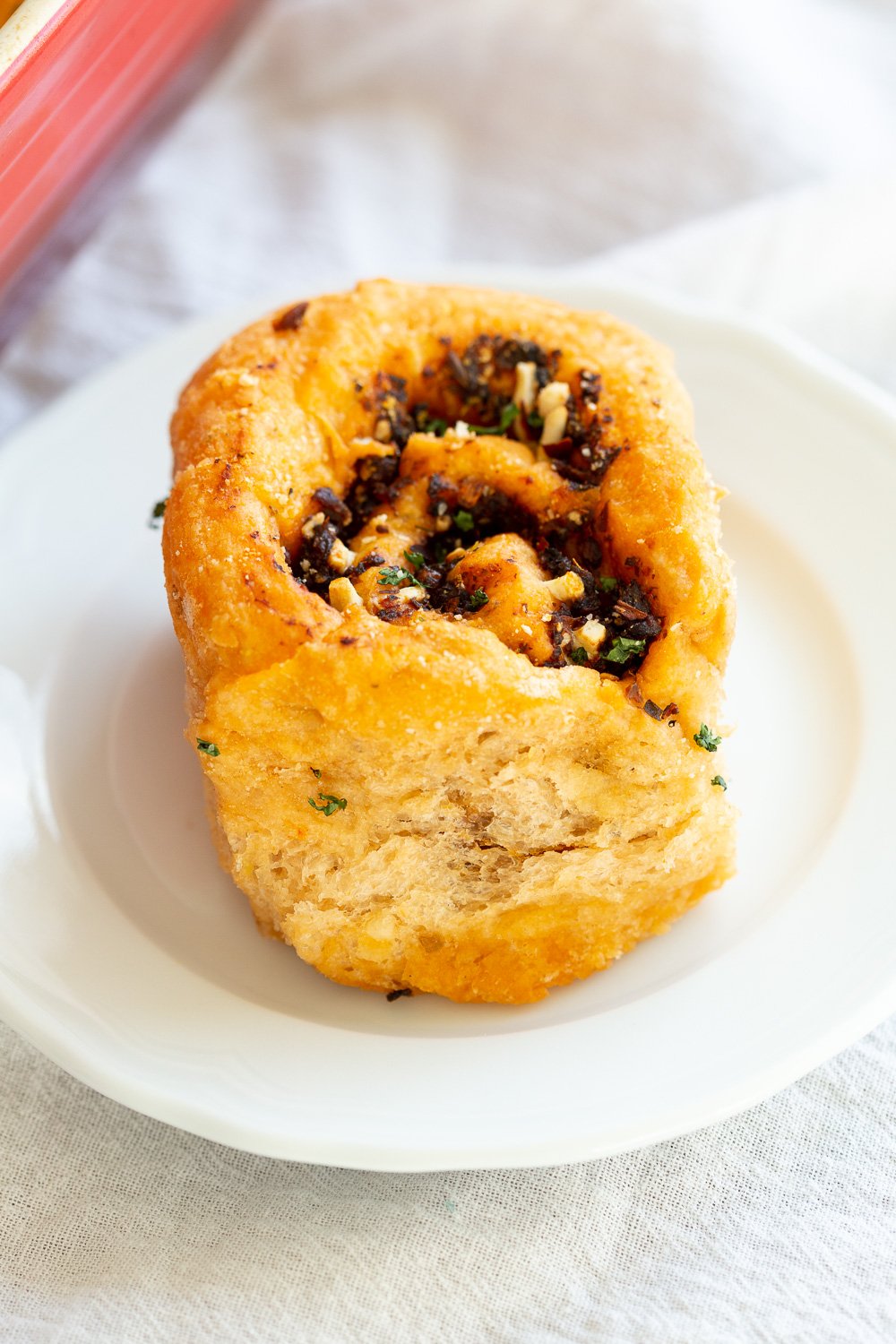 Vegan Pizza Rolls. Easy Pizza dough stuffed with herbed mushroom tomato filling, rolled, sliced and baked. Delicious snack or appetizer! #Vegan #Soyfree #Nutfree #Recipe #Veganpizzarolls #VeganRicha