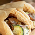 Vegan Gyros with Mushrooms and Tzatziki. Easy 5 Ingredient Vegan Mushroom Gyro "meat" and 5 Minute Vegan Tzatziki. #Vegan #Nutfree #Recipe #VeganRicha #VeganGyros #mushroomGyros Can be Gluten-free