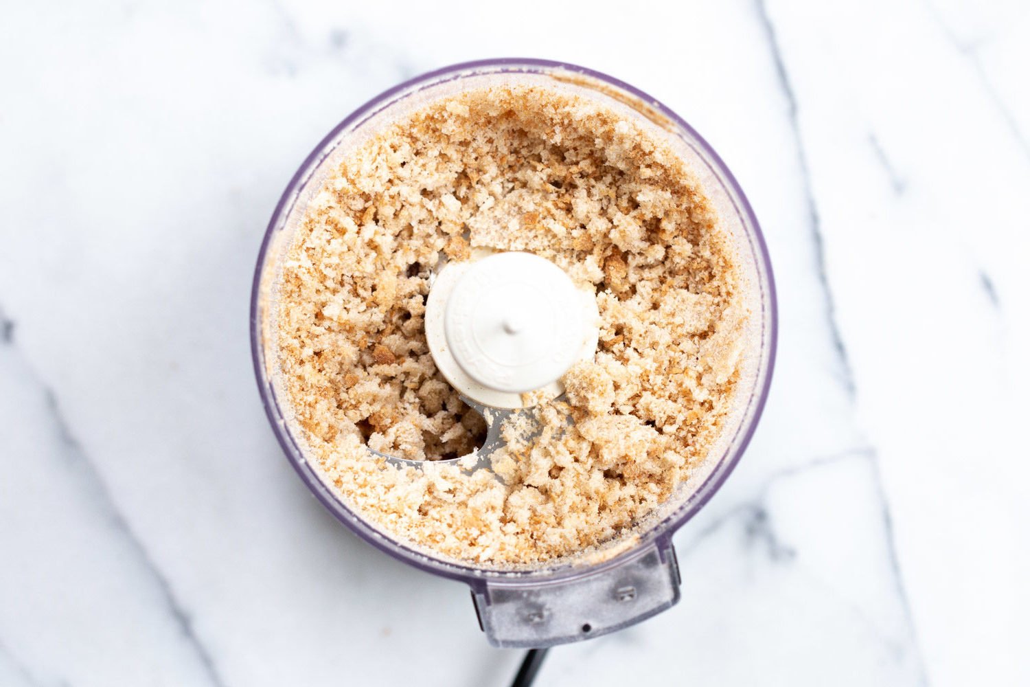 Breadcrumbs for Spaghetti with toasted garlic breadcrumbs in a food processor