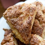 These Vegan Churro Scones need just 1 Bowl, 8 Ingredients and have No Added Oil! Crisp Vegan Cinnamon Scones for breakfast or Dessert. #Vegan #scones #Churroscones #Veganscones #VeganRicha #Nutfree option