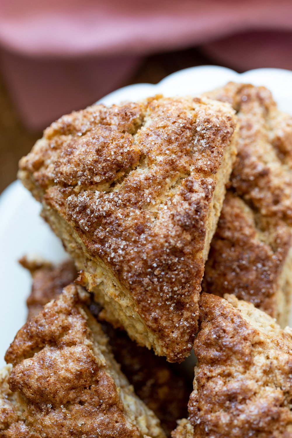 These Vegan Churro Scones need just 1 Bowl, 8 Ingredients and have No Added Oil! Crisp Vegan Cinnamon Scones for breakfast or Dessert. #Soyfree #Recipe #Vegan #scones #Churroscones #Veganscones #VeganRicha #Nutfree option