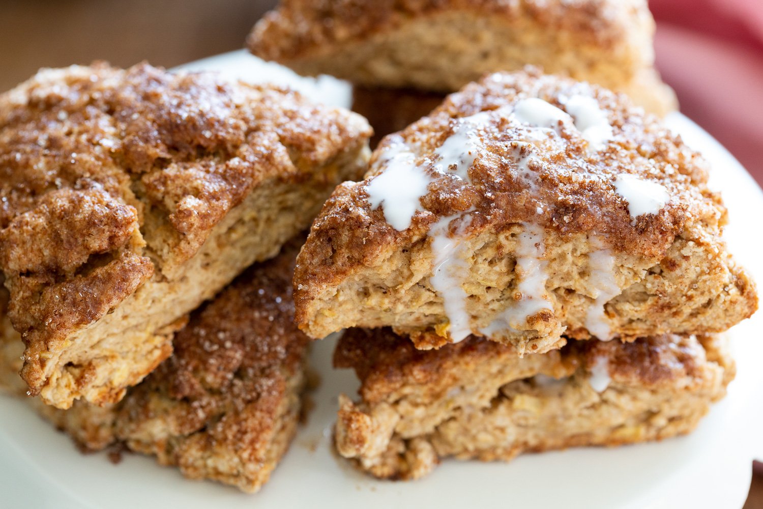 These Vegan Churro Scones need just 1 Bowl, 8 Ingredients and have No Added Oil! Crisp Vegan Cinnamon Scones for breakfast or Dessert. #Vegan #scones #Churroscones #Veganscones #VeganRicha #Nutfree option