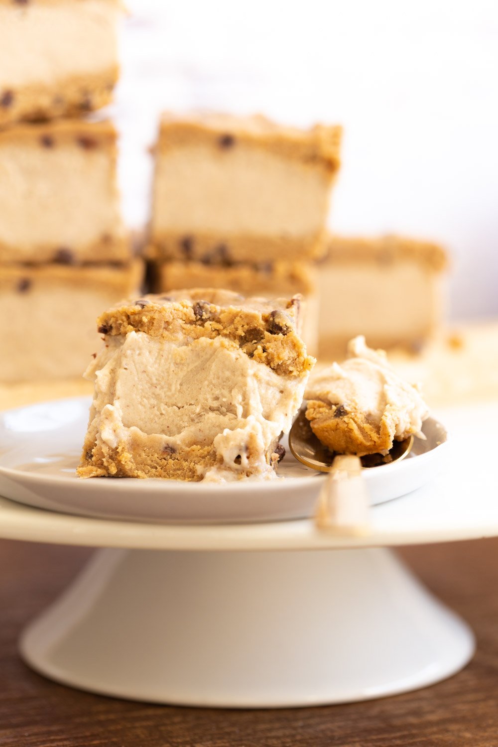 Vegan Cookie Dough Ice Cream Sandwiches on white plate
