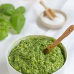 Vegan Pesto in a white bowl