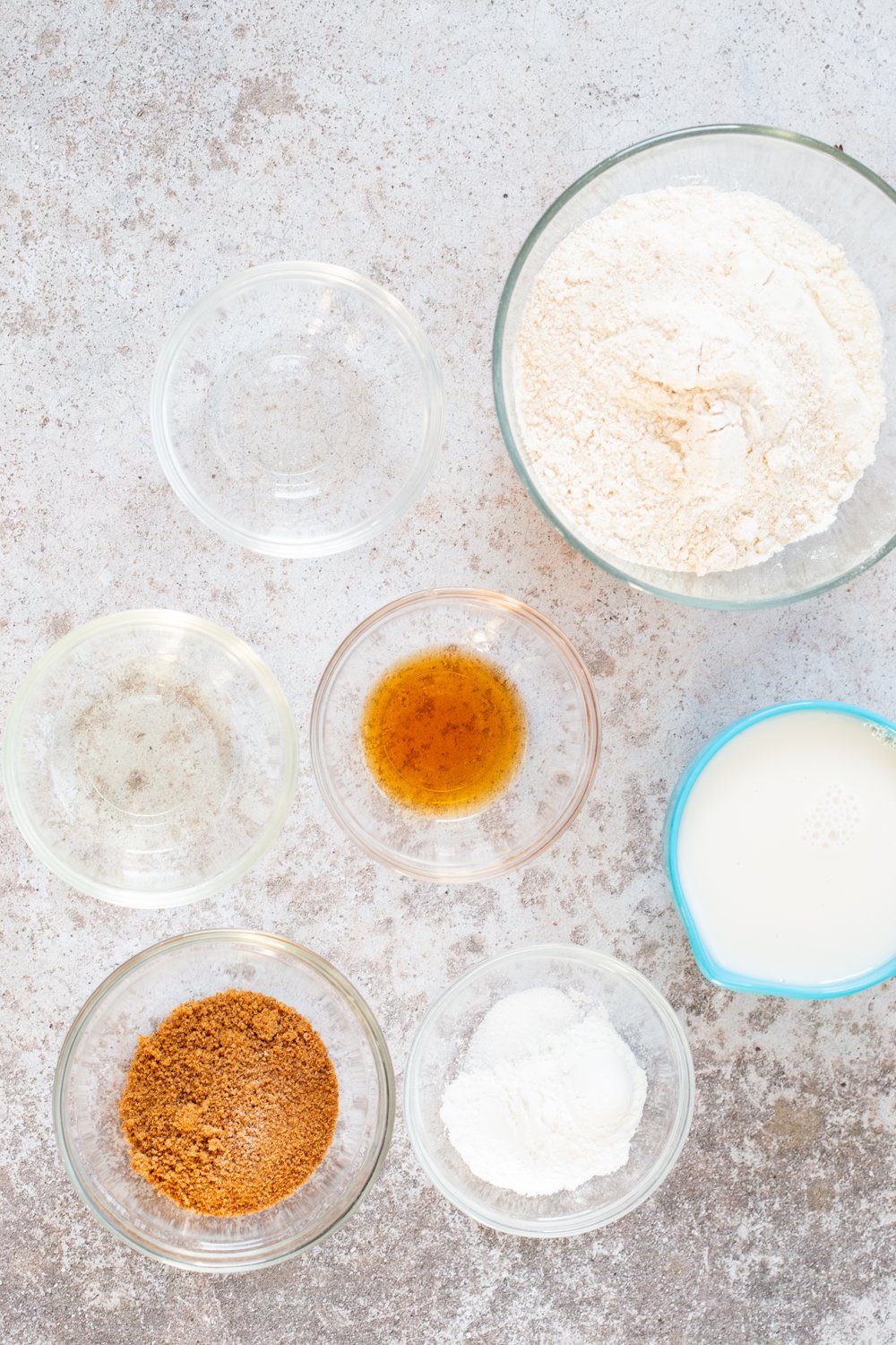 Ingredients in Bowls for our Vegan Waffles