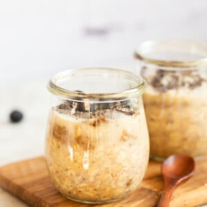 Our Vegan Samoa Cookie Overnight Oats in glass jars