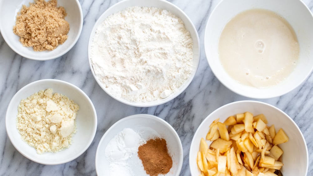 Ingredients for our Vegan Apple Cinnamon Scones in bowls