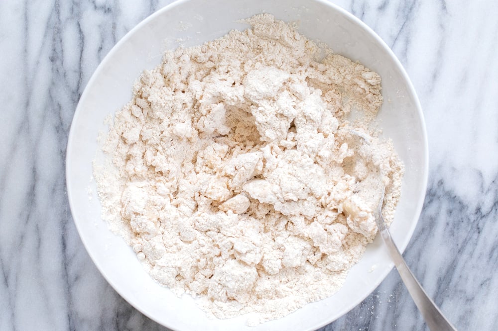 Ingredients for our Vegan Apple Cinnamon Scones in a white bowl