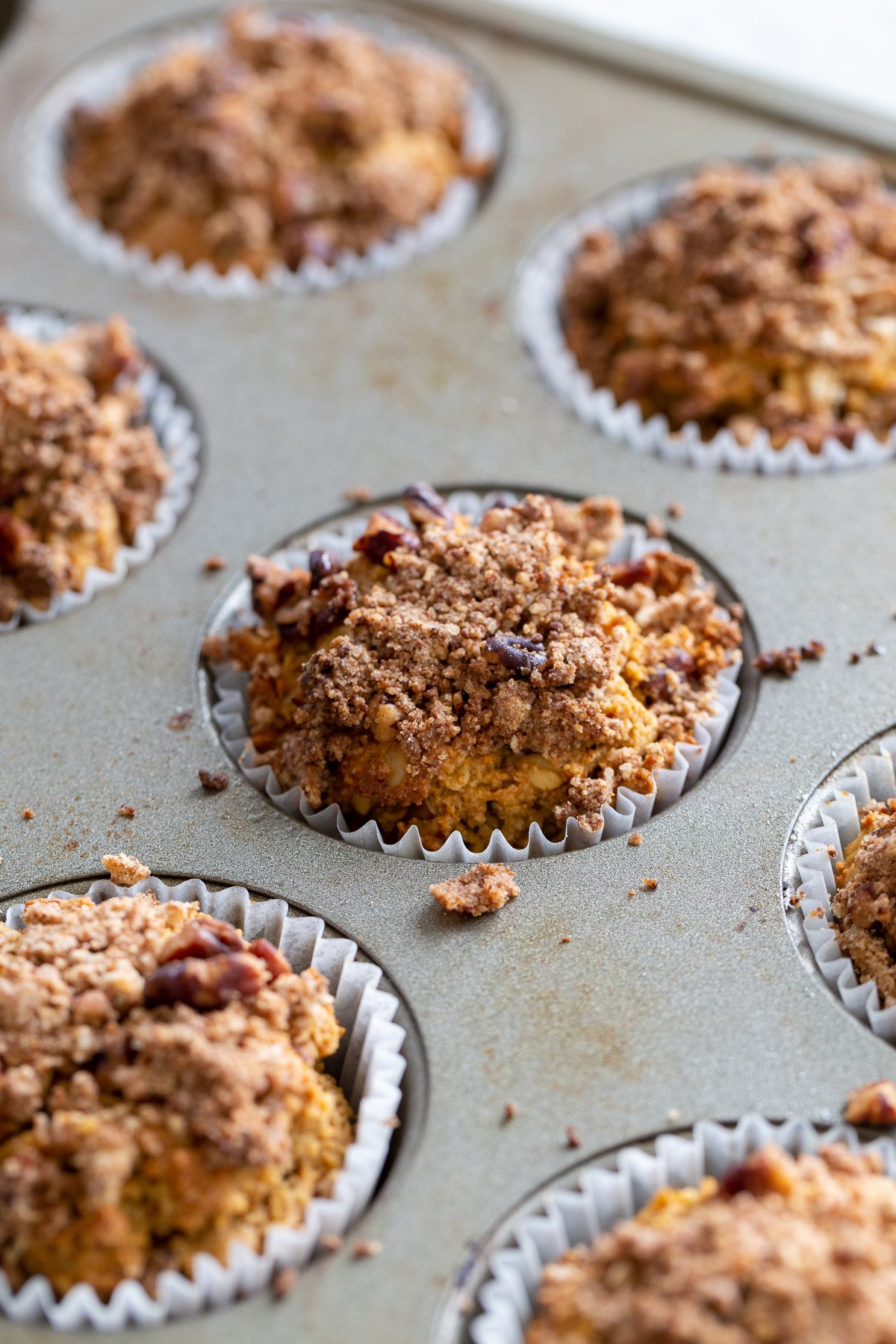Gluten-free pumpkin muffins in muffin pan
