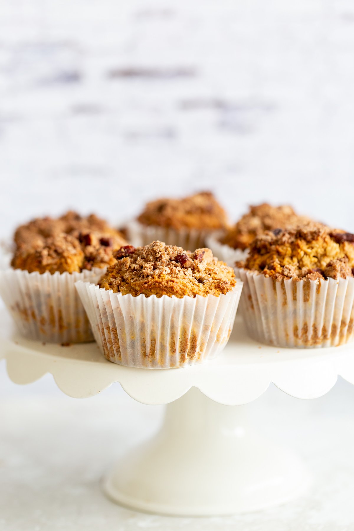 gluten free pumpkin muffins on a serving stand