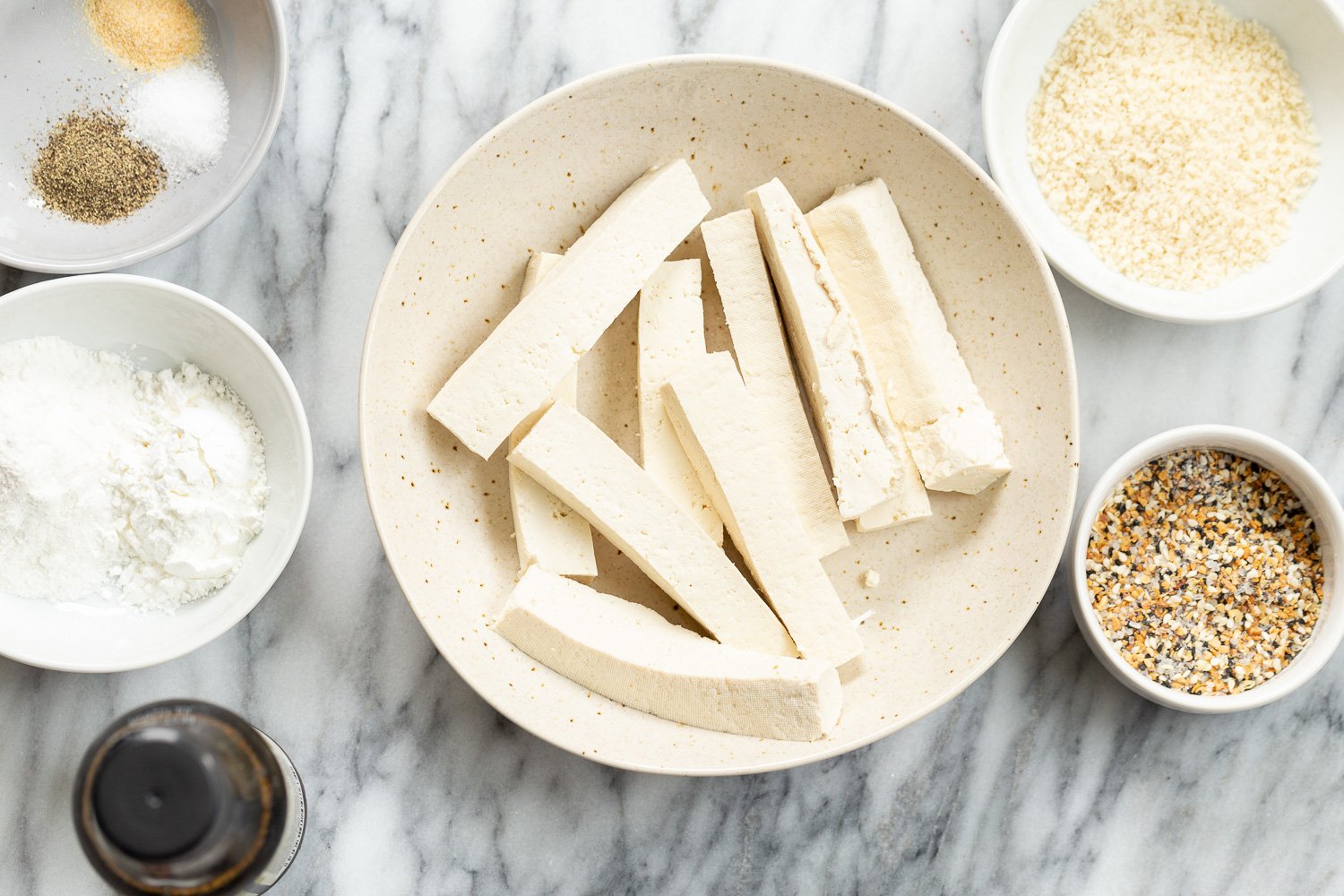 Ingredients for Our Everything Bagel Tofu in Bowls