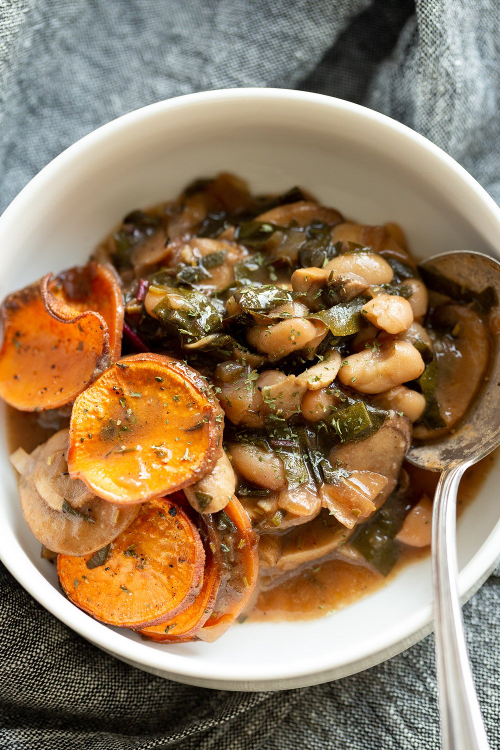 Our Vegan Mushroom Pot Pie in white bowl