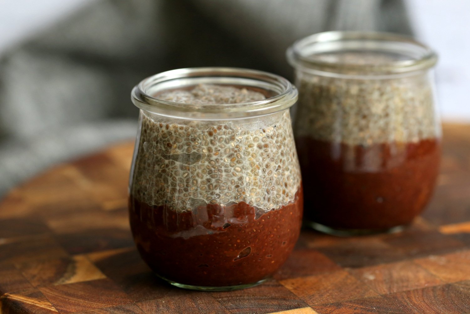 Vegan Tiramisu Chia Seed Pudding in weck jar