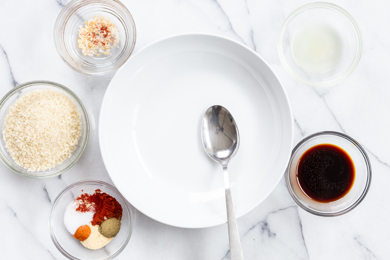 ingredients for the tofu marinade in bowls