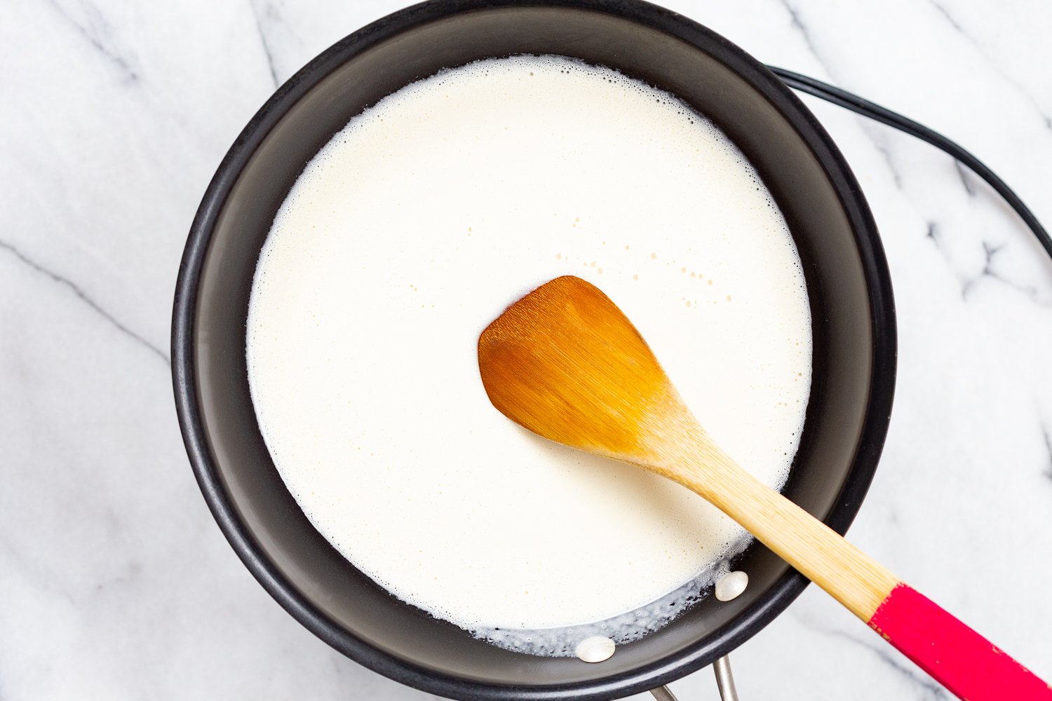 Blended Vegan Mozzarella in a skillet